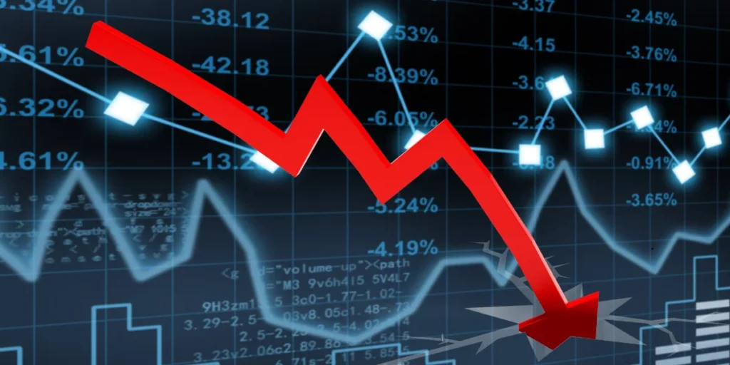 stock market arrow dropping
